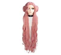 WELLHY Peluca de Cosplay Code Geass: Hangyaku no Lelouch Euphy, Pelucas de Cosplay de 80cm de Largo, Pelo sintético Rosa Rizado, Peluca de Cosplay Perucas for Coser