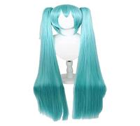 WELLHY Peluca de Cosplay de Anime con cola de Caballo Doble Peluca for niñas Cabello sintético Ondulado Largo y Recto con Flequillo for Fiesta de Halloween Carnaval (Marrón) Peluca Coser (Color : Blue