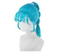 WELLHY Peluca de Cosplay de Bulma, Pelo Trenzado Torcido Azul for niñas, Mujeres, Halloween, Carnaval, Fiesta, Regalo, Peluca Coser