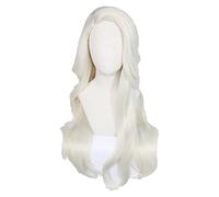 WELLHY Peluca de Cosplay Elsa Peluca Princesa Cosplay Pelucas Snow Ice Queen Largo Ondulado Resistente al Calor Pelo sintético Cosplay Peluca + Gorro de Peluca for Coser