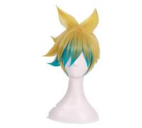 WELLHY Peluca de Cosplay Ezreal, Pelucas de Cosplay The Prodigal Explorer, Peluca de Pelo sintético Resistente al Calor con Degradado de Colores Mezclados + Gorro de Peluca for Coser
