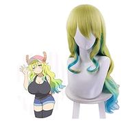 WELLHY Peluca de Cosplay Kobayashi San Chi no Maid Dragon Quetzalcóatl Lucoa Peluca Larga Cosplay Disfraz Mujer Cabello Ondulado Fiesta de Halloween Juego de rol Pelucas FLYAND for Coser
