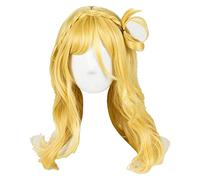 WELLHY ¡Peluca de Cosplay Love Live!¡Brillo Solar!Pelucas de Cosplay de Mari Ohara, Peluca de Disfraz de Cosplay Resistente al Calor Mixta Rubia Larga + Gorro de Peluca for Coser