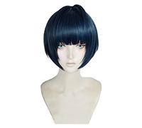 WELLHY Peluca de Cosplay P5 Persona 5 Tae Takemi, Pelo Corto Azul y Negro Mixto Resistente al Calor, Peluca de Disfraz de Cosplay + Gorro de Peluca for Coser