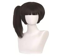 WELLHY Peluca de cosplay Peluca de anime Cosplay Demon Slayer Peluca Tsuyuri Kanaw Peluca de cola de caballo corta Pelucas de pelo sintético resistente al calor negro con gorra de peluca gratis for fi