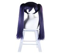 WELLHY Peluca de cosplay Peluca de cosplay de anime for Genshin Impact Astrologist Mona Megistus Mujeres con coletas gemelas Flequillo Modelado de cabello Fiesta Vestir Peluca Pelo sintético resistent