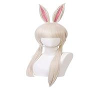 WELLHY Peluca de cosplay Peluca de disfraz de anime Cosplay Peluca de BEASTARS Peluca de conejo Haru Rubio claro con orejas de conejo Peluca con gorro de peluca gratis for fiesta de Halloween Carnaval