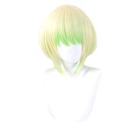 WELLHY Peluca de Cosplay, Pelucas de Cosplay de Anime, PROMARE MadBurnish, Pelo Corto Verde Degradado Amarillo, Peluca Femenina, Pelucas de Fiesta de Cosplay + Gorro de Peluca for Coser
