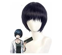 WELLHY Peluca de Cosplay Persona 5 Tae Takemi, Peluca de Cosplay for Mujer, Peluca Corta Azul Oscuro, Peluca de Cosplay de Anime, Pelucas sintéticas Resistentes al Calor, Halloween for Coser