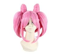 WELLHY Peluca de Cosplay Sailor Moon Sailor Chibi EE. UU. Chibiusa Clip Rosa Corto Cola de Caballo Pelo sintético Resistente al Calor Cosplay Peluca + Redecilla for Coser