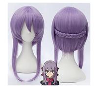 WELLHY Peluca de Cosplay Seraph of The End Hiiragi Shinoa Pelucas Púrpura Claro Pelo sintético Resistente al Calor Perucas Peluca de Cosplay + Gorro de Peluca + Horquilla con Lazo for Coser