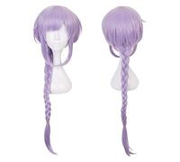 WELLHY Peluca de Cosplay sintética, Pelucas de Disfraz de purplae de luz Larga for Mujeres Adultas, Peluca Coser