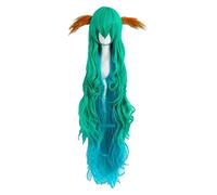 WELLHY Peluca de Cosplay Star Guardian Soraka, Peluca de Cosplay de 120cm de Largo, Peluca de Pelo sintético Resistente al Calor Verde Azul + Gorro de Peluca for Coser