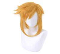 WELLHY Peluca de Cosplay The Legend of Breath of The Wild Link Peluca de Cola de Caballo Corta Dorada Disfraz de Cosplay Pelucas de Pelo sintético Resistente al Calor for Coser