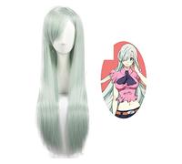 WELLHY Peluca de Cosplay The Seven Deadly Sins Elizabeth Liones Peluca de Cosplay Peluca Verde Blanca Clara for Mujer Pelo sintético + Gorra de Peluca Accesorio de Cosplay for Coser
