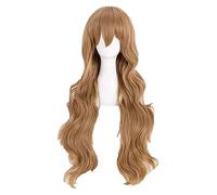 WELLHY ¡Peluca de Cosplay Tiger Dragon Toradora!Pelucas de Cosplay de Aisaka Taiga, Peluca de Pelo sintético Resistente al Calor Ondulado marrón de Lino de 80cm de Largo + Gorro de Peluca for Coser