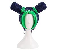 WELLHY Peluca for Jojos Bizarre Adventure Golden Wind Jolyne Cujoh Kujo Cosplay Peluca Bollos Trenzas Peluca de pelo sintético resistente al calor + Gorro de peluca GreenWig Coser Peluca (Color : RedW