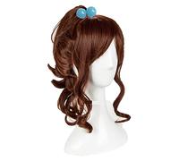 WELLHY Peluca for Sailor Jupiter Kino Makoto Cosplay Peluca Cola de caballo marrón corta Pelucas de cabello sintético resistente al calor + Gorro de peluca + Cuerda for el cabello OneSize WigandGreenR