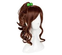 WELLHY Peluca for Sailor Jupiter Kino Makoto Cosplay Peluca Cola de caballo marrón corta Pelucas de cabello sintético resistente al calor + Gorro de peluca + Cuerda for el cabello OneSize WigandGreenR