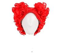 WELLHY Pelucas de Cosplay de Alicia en el país de Las Maravillas, Peluca de Pelo sintético Resistente al Calor Rojo Corto + Gorro de Peluca, Peluca Coser