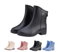 Wellington - Botas de lluvia cortas para mujer, ligeras, de EVA, duraderas, cómodas, de goma, impermeables, antideslizantes, para exteriores, para lluvia, barro, Black, 39 EU