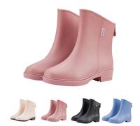 Wellington - Botas de lluvia cortas para mujer, ligeras, de EVA, duraderas, cómodas, de goma, impermeables, antideslizantes, para exteriores, para lluvia, barro, Pink, 38.5 EU