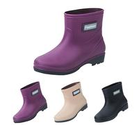 Wellington - Botas de lluvia sin cordones para mujer, botas de lluvia cortas al tobillo, cómodas y ligeras, de EVA, duraderas, botas de jardín para exteriores, impermeables, antideslizantes, para