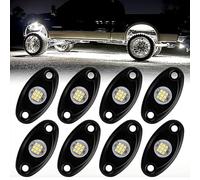 WELLIT Led rock light,8xbianco luci di roccia,Luce led rock sottoscocca auto neon decorazione Illuminazione,Luci del telaio dell'auto, Impermeabile per rimorchio,camion,bus,suv,atv,utv (8 pods)