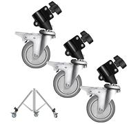 Wellmaking Juego de 3 ruedas giratorias profesionales, construcción de metal duradero y base de goma, para fotografía de estudio, grabación de video