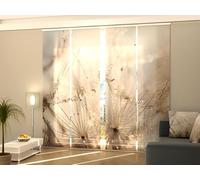 Wellmira Cortinas correderas modernas con diseño de diente de león delicado, paneles japoneses