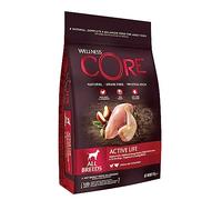 Wellness CORE Active Life, Croquetas de Perro Activo de Todos los Tamaños, 100% Naturales, Promueve la Movilidad, Energía & Salud Cardíaca, Pollo & Pavo, 10 kg