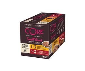 Wellness CORE Comida húmeda para Perros pequeños, para Razas pequeñas, sin Granos, Alto Contenido de Carne, Mezcla de selección de Carnicero, 6 x 85 g