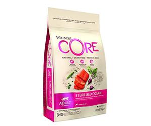 WELLNESS CORE Océano Esterilizado 4 kg, Salmón - Croquetas para Gatos Esterilizadas, 100% Naturales, hipoalergénicas, ricas en Pescado