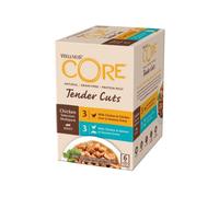 Wellness Core Tender Cuts Wet Cat Food/Natural/Grano/Completo - Pollo Selección Multipack, 6 x 85 g Bolsas