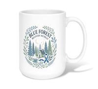 Wellness Recovery Retreat Nature Quote Forest Cabin - Taza de café de | Gráfico de cabina del bosque, taza para beber, cinta de concienciación de salud mental, tema de la naturaleza serena