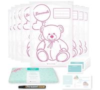 Wellode 8 bolsitas de recuerdo para recién nacido o hospital Teddy Bear con rotulador - Bolsas de cambio para recién nacido reutilizables para guardería y viajes - Idea regalo para nacimiento, baby