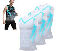Wellook Compression Shirt - Ionic Shaping Sleeveless Shirt for Men, Men's Slimming Compression Vest to Shape Your Body(White*3,XXL)