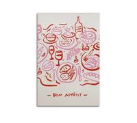 WELLPOSTER Bon Appetit - Póster de mesa de comedor, impresiones artísticas en lienzo para pared, pintura abstracta, decoración de pared para sala de estar, 30 x 45 cm, estilo sin marco, 1