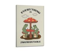 WELLPOSTER Everything Is Figureoutable - Póster de oficina en casa, pósteres de motivación de rana, impresiones en lienzo rosa, arte de pared vintage para sala de estar de niñas, 40 x 60 cm, estilo de