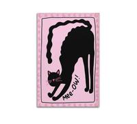 WELLPOSTER Meow Black Cat Halloween Pink Preppy Cute Witchy Funny Spooky Kitty Posters Pink Canvas Prints Vintage Wall Art for Girls Living Room 20 x 30 cm (20 x 30 cm), estilo sin marco-1