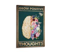 WELLPOSTER Póster de Psicología con pensamiento positivo, impresiones artísticas en lienzo, arte de pared, vintage, abstracto, decoración de pared para sala de estar, 20 x 30 cm, estilo marco