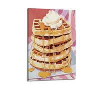 WELLPOSTER Póster retro de gofres para desayunos, rincón de desayuno, impresiones artísticas, arte de pared, pintura abstracta, decoración de pared para sala de estar, 50 x 75 cm, estilo de marco 2