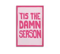 WELLPOSTER Tis The Damn Season - Póster de Navidad con citas inspiradas en las festividades de color rosa, arte artístico artístico para pared, decoración de pared vintage abstracta para sala de estar