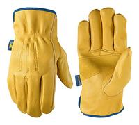 WELLS LAMONT HydraHyde - Guantes de trabajo de cuero completo para hombre, resistentes al agua, talla M (1168 m), Saddletan