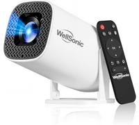WellSonic Mini proyector con WiFi y Bluetooth, Android 14 integrado, proyector portátil para uso en exteriores y techo, Keystoneta automática y rotación de 270°, 200 Ansi, proyector de películas 4K