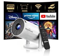 WellSonic Mini proyector portátil compatible con 4K, 200 Ansi para exteriores y hogar con WiFi 6 y 5.2 Bluetooth, corrección automática de Keystone, rotación de 180°, compatible con HDMI USB PC