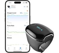Wellue O2Ring-S - Oxímetro de pulso de sueño Bluetooth con recordatorio de vibración, batería de 24 horas de duración recargable, monitor de oxígeno para adultos, rastreador de sueño con memoria
