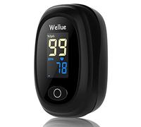 Wellue Oxímetro de Pulso, Pulsioxímetro de Dedo Oxímetro, Nivel de Oxígeno Portátil SpO2 PR Monitor de Ritmo Cardíaco, Pulsómetro Digital con Pantalla LED, Pilas Incluidas, para Adultos Niños, Negro