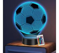WELLXUNK Regalo de Fútbol para niños, Luz Nocturna de Fútbol 3D para Niños, 3D Lámpara de Ilusión óptica, Mando a Distancia Con 16 Colores Regulables, Decoración De Niñas Chicos Del Dormitorio