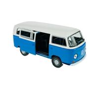 Welly 42347 - Modelo de coche compatible con VW Volkswagen T2 azul con techo blanco Bus Transporter 1967 - 1979 aprox. 1/34 - 1/39 modelo de metal